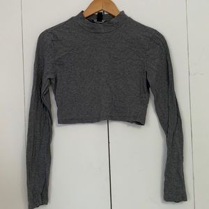 Forever 21 Medium-Large Mock Neck Long Sleeve Grey Crop Top